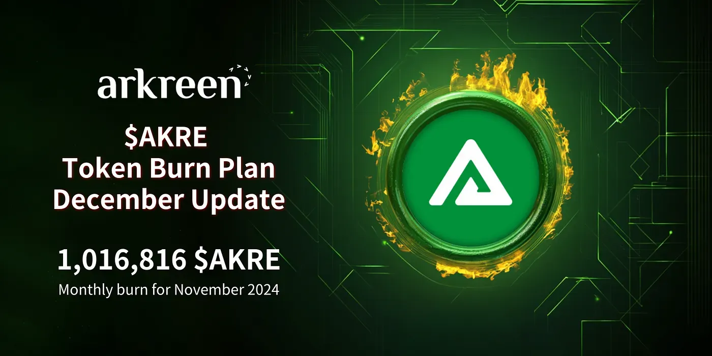 Arkreen’s Monthly $AKRE Burn Plan December Update: Over 1M Tokens Burned