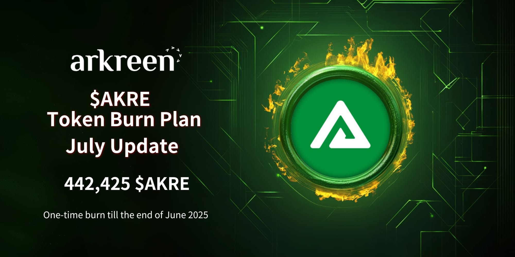 Arkreen’s Monthly $AKRE Burn Plan: July 2025 Update — 442,425 $AKRE Tokens Burned