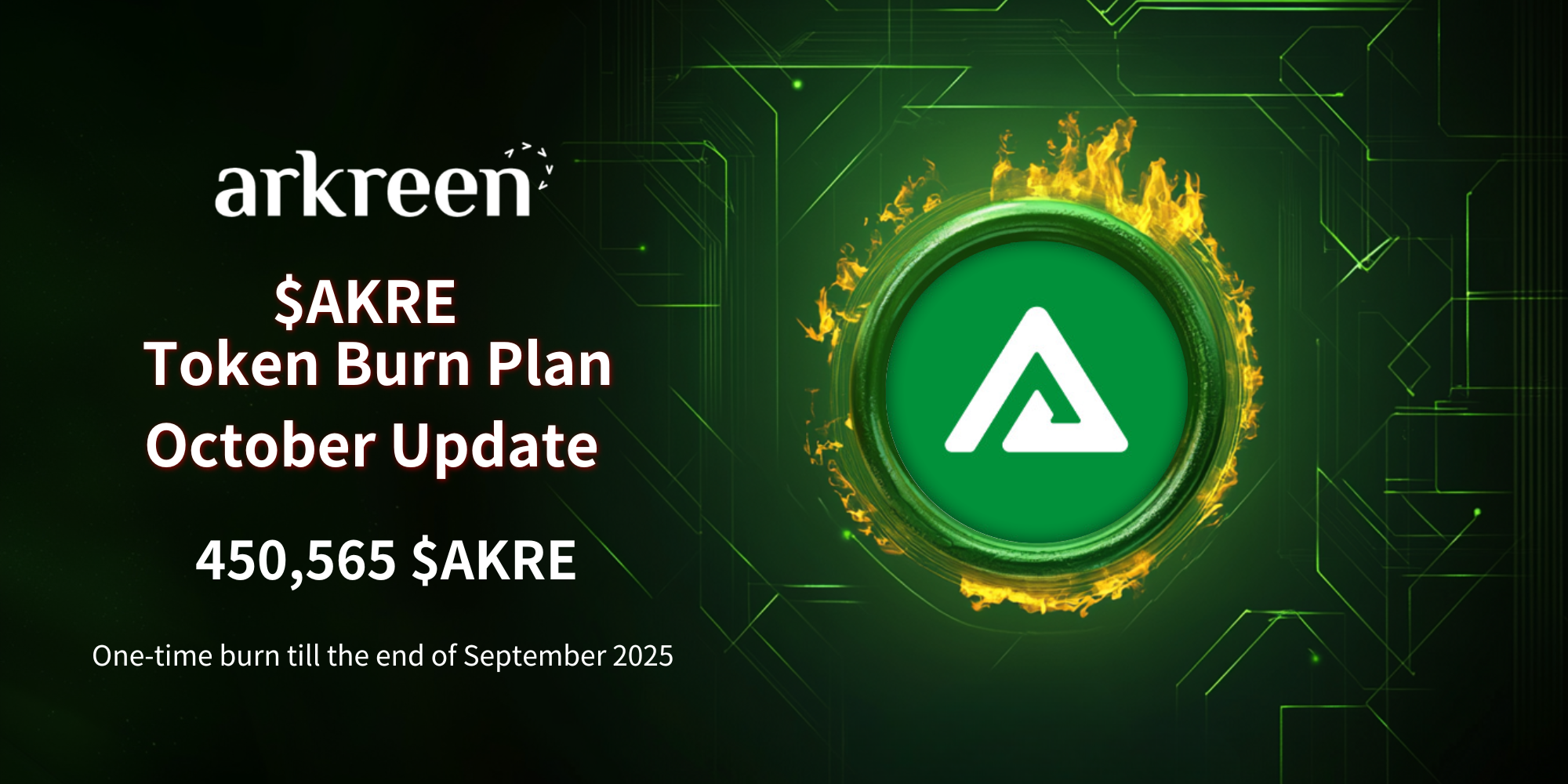 Arkreen’s Monthly $AKRE Burn Plan: October 2025 Update — 450,565 $AKRE Tokens Burned