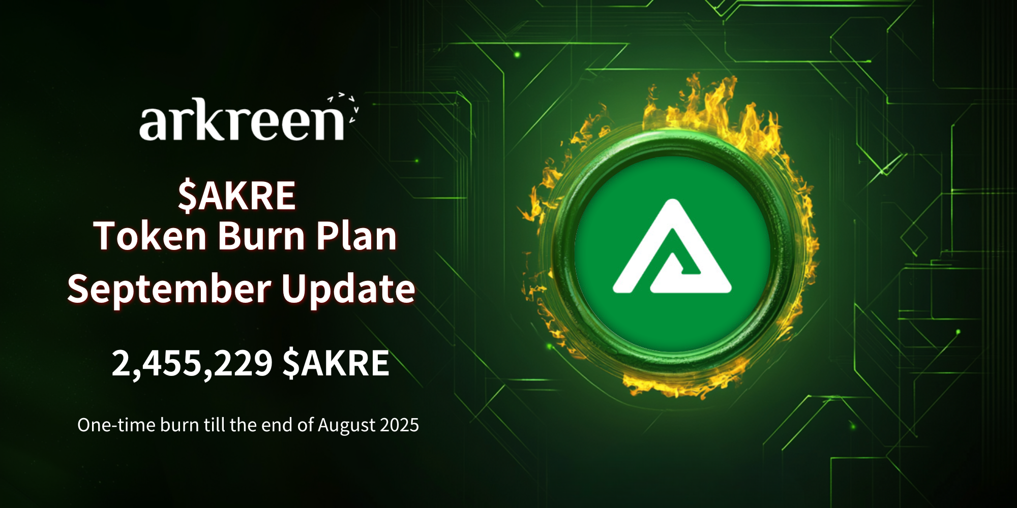 Arkreen’s Monthly $AKRE Burn Plan: September 2025 Update — 2,455,229 $AKRE Tokens Burned